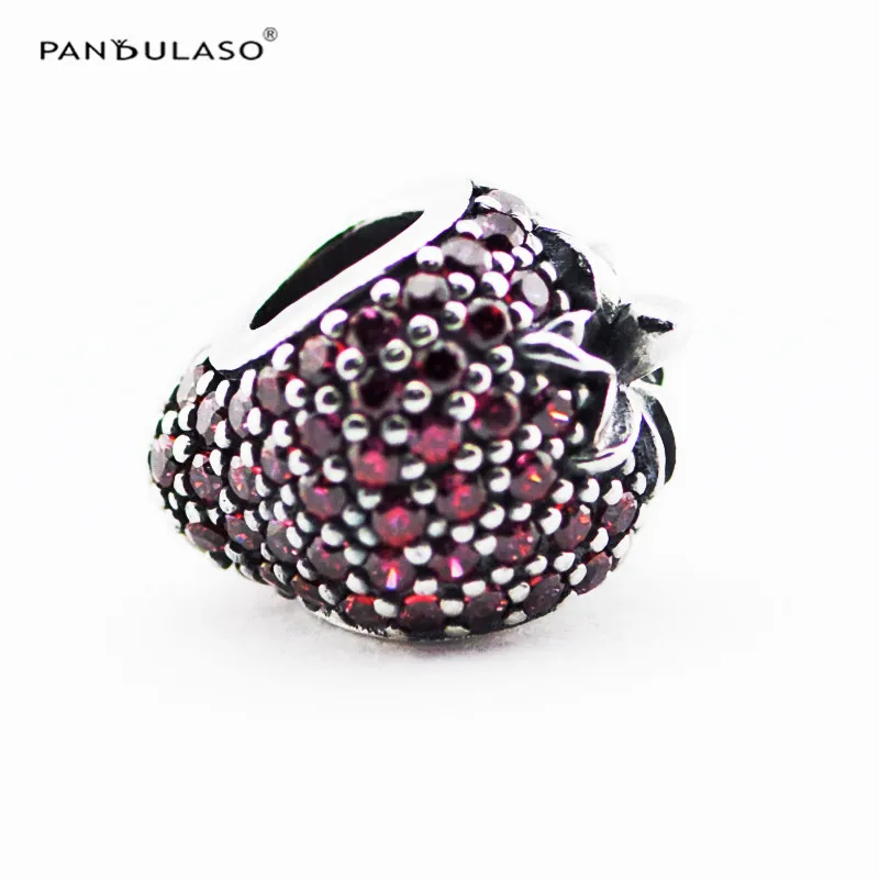 

NEW 925 Sterling Silver Pave Fruit Strawberry Charm Beads Fits Brand Original Charms Bracelet for Jewelry Making Women Gift
