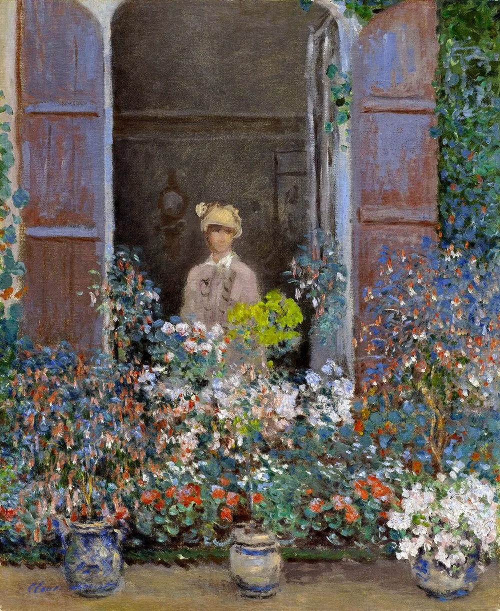 

100% handmade landscape oil painting reproduction on linen canvas, camille-monet-at-the-window-argentuile by claude monet