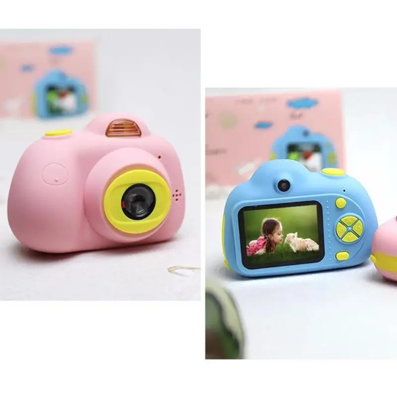 Дети 2 дюймов HD экран Цифровая игрушечная мини-камера с зарядной линией ручной шейный ремень кард-ридер 800 Вт фронтальная задняя Пиксельная