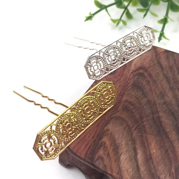 65mmm заколка для волос Kanzashi филигранная прямоугольная Цветочная основа заготовки