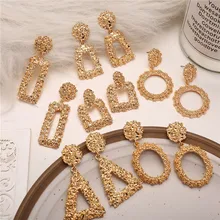 17 км модные геометрические серьги-капли цвета розового золота для женщин, новые серьги, полые металлические Висячие серьги, ювелирное изделие, рождественский подарок