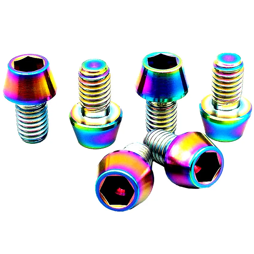

Titanium Bolt for Brake Wire Fixing for XT/XTR Tapered Ti Bolt M6 x10mm Cone Head Titanium Screws Ti Fastener 6/12pcs