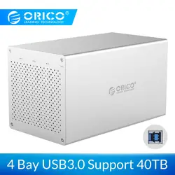 ORICO 4 Bay SATA к USB 3,0 жесткий диск Корпус Алюминий сплав поддержка 40 ТБ хранения 5 Гбит/с 12 В адаптеры питания USB3.0 HDD случае