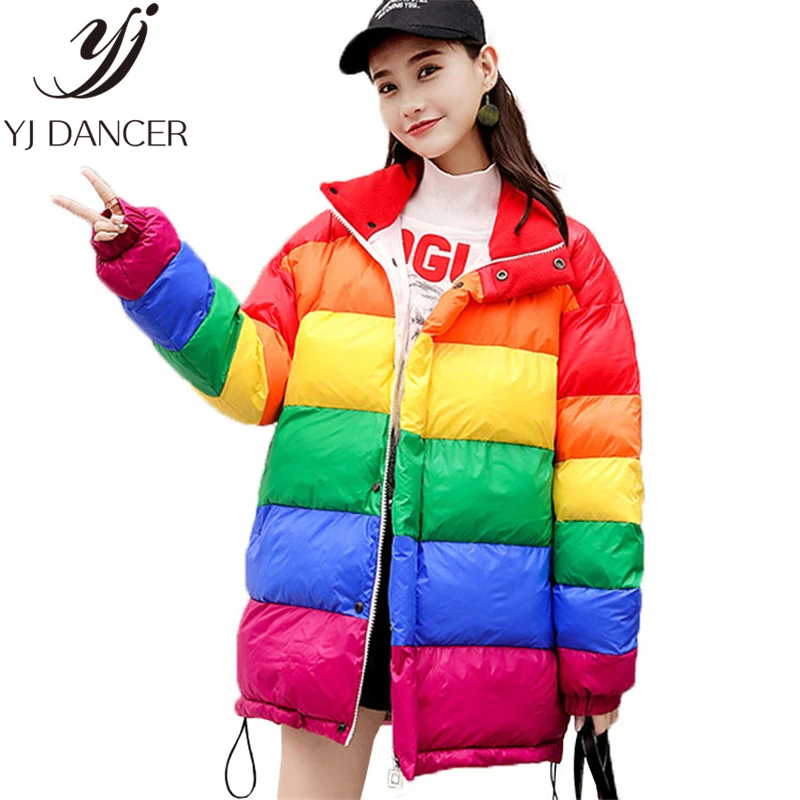 Winter jackets 2018 New warm coat Rainbow color ladies parkas winter ...