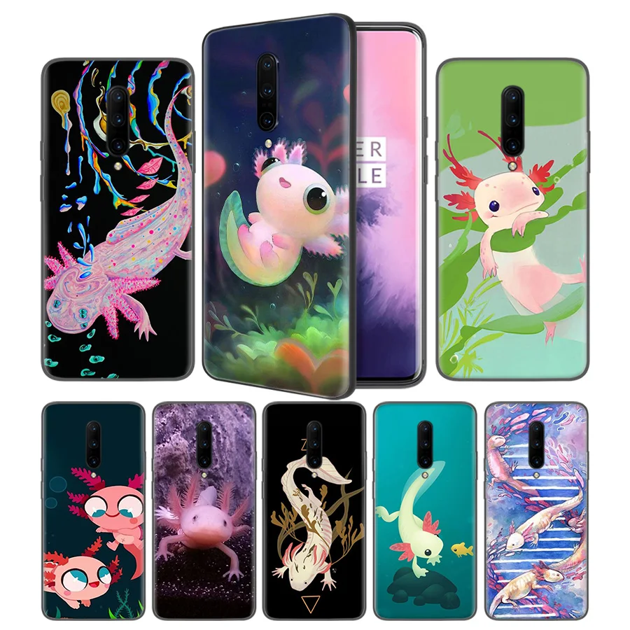 

Cute Animal Axolotl Soft Black Silicone Case Cover for OnePlus 6 6T 7 Pro 5G Ultra-thin TPU Phone Back Protective