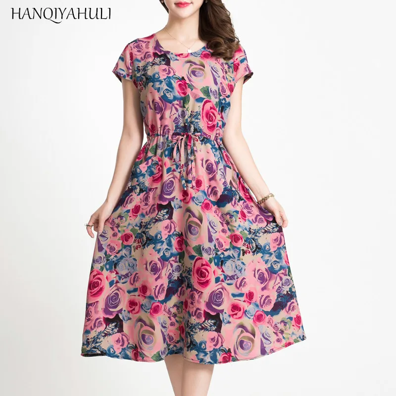 Wholesale Vestidos 2017 new women's printed retro Bohemian Women the thin waist round collar in cotton short sleeve plus size Dress Buy Cheap Vestidos 2017 new women's printed retro Bohemian Women the thin waist round collar in cotton short sleeve plus size Dress