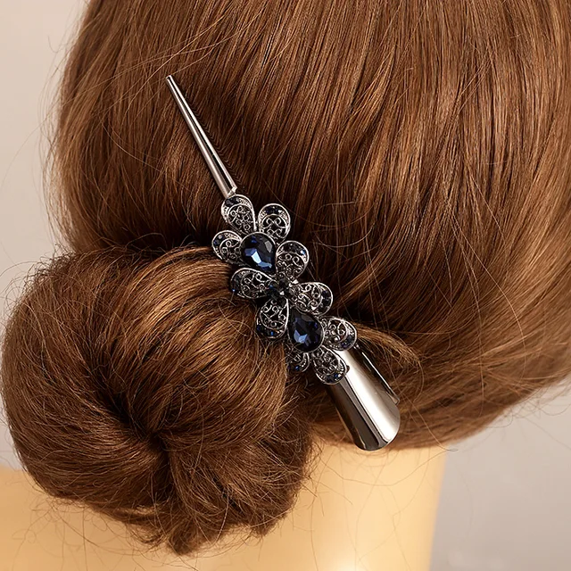 Retro Hair Jewelry High Quality Rhinestone Crystal Flower Hairgrips