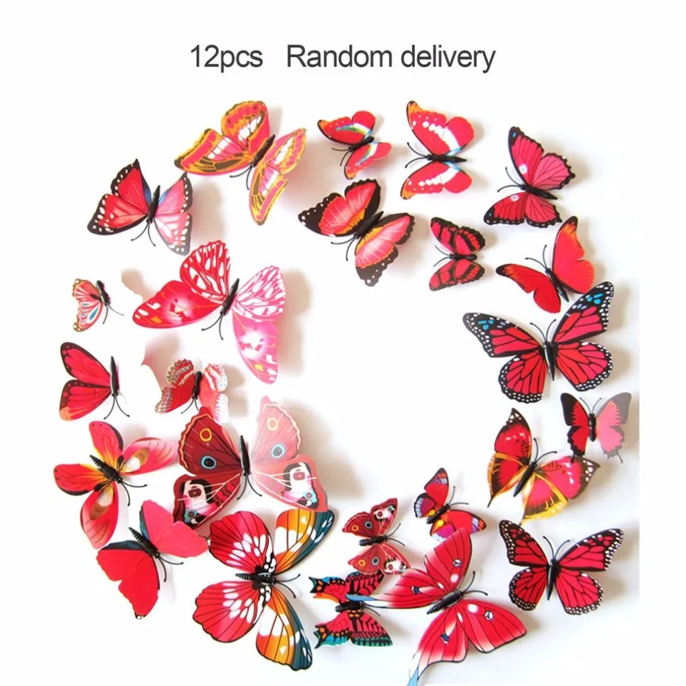 12 шт./компл. 3D ПВХ бабочки-магниты DIY Настенная Наклейка на холодильник магниты съемные художественные наклейки для украшения дома