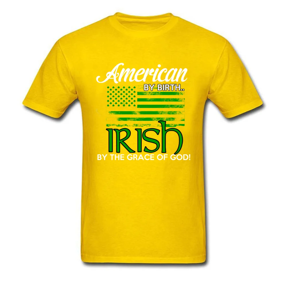 Printed On Leisure Summer Autumn Cotton Round Neck Men's Tops & Tees Casual Clothing Shirt Classic Short Sleeve T Shirt IRISH BY THE GRACE OF GOD yellow
