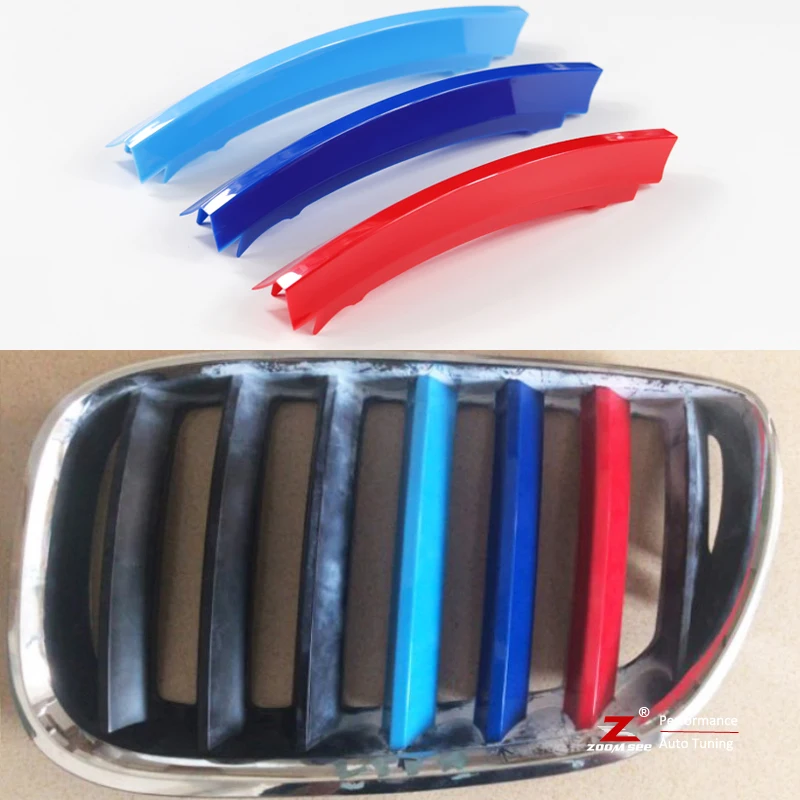 3 cor Tarja M Motorsport Tiras Grill Grade Dianteira Tampa Desempenho Cap Etiquetas Para 2004 2007 BMW X5 E53 acessórios do carro|trim strip|sticker for bmw|stickers stickers -