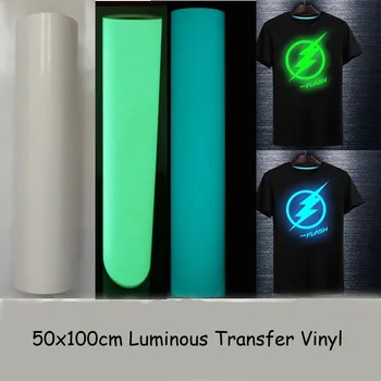 

Free shipping High Quality 50cmx100cm T-shirt Luminous PU Heat Transfer Vinyl Print Cutting Plotter Heat Press Iron ON