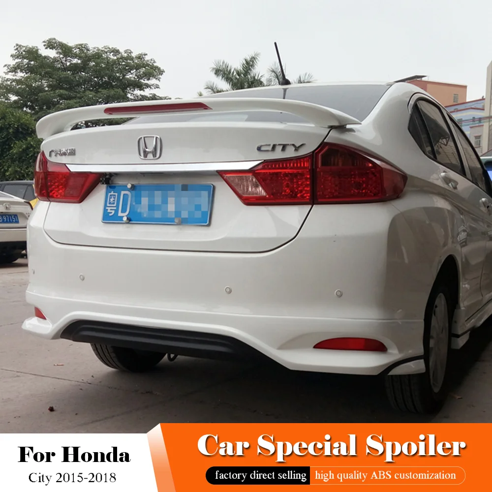 

For Honda City With Light Tail Spoiler 2015 2016 2017 2018 ABS Plastic Unpainted Primer Rear Trunk Boot Wing Spoiler Car Styling