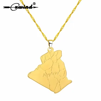

Cxwind Algeria Map Pendant Necklace in Copper Gold Necklace African Maps Pendant Hiphop for Men Women Unique Jewelry Wholesale