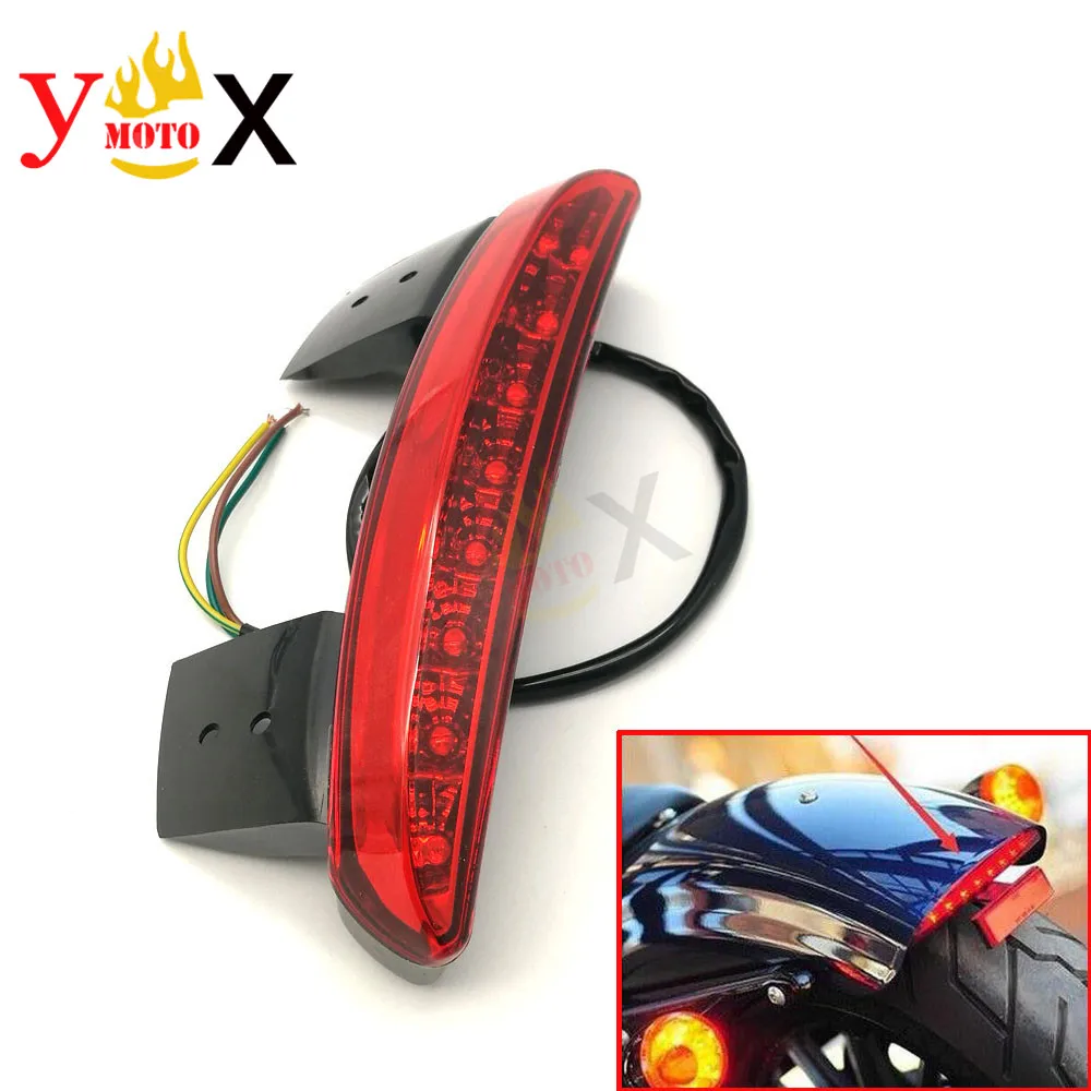 

Motorcycle Red Len Tail light Brake Lamp Stop Indicator Rear Fender Light For Harley Street Bob Sportster XL 1200 883 48 Softail