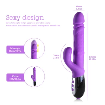 Thrusting Dildo Rabbit Vibrator for Women 10 frequency 3 Mode Dildo Vibrator G Spot Clitoris Stimulator Adult Sex Toy for Woman 2