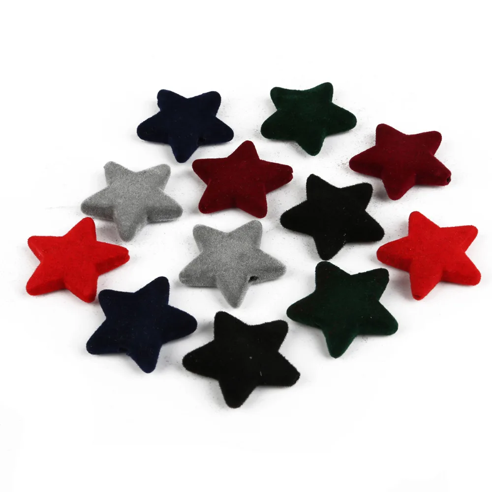

Fashion Handmade 10pcs Acrylic Velvet Star Charms Pendant Beads Craft Fit Girls Jewelry Making DIY Jewelry Finding High 28mm