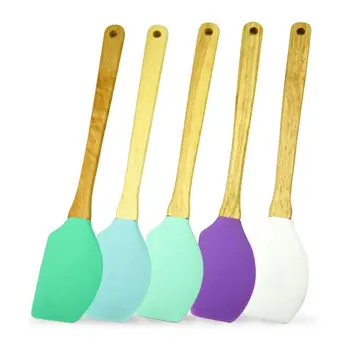 

Silicone Spatula Wooden Handle Baking Spatulas Food Grad Non Stick Cake Cookie Making Mixing Tools Kitchen Baking Tools