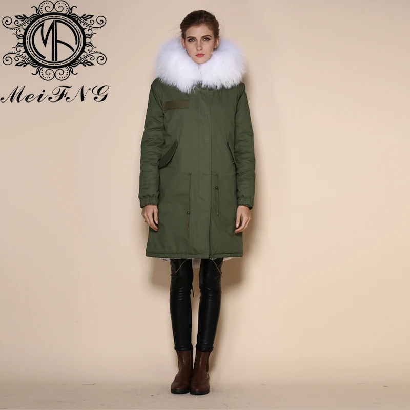 2015 fashion style white lining & collar hooded long