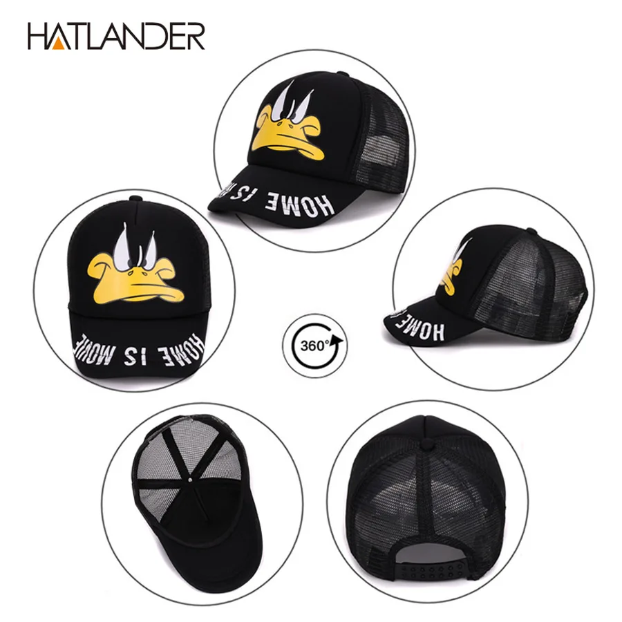 Hatlander/милые детские бейсболки; кепки для маленьких девочек с солнцезащитным козырьком; бейсболки для мальчиков; Кепка с рисунком утки; летняя детская сетчатая Кепка