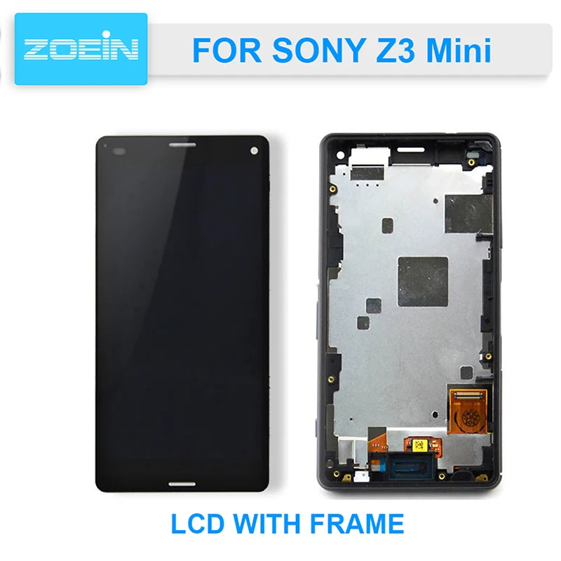 

100% No Dead Pixel Replacement Display Screen For Sony Xperia Z3 mini D5803 D5833 LCD Touch Screen Assembly With Bezel Frame