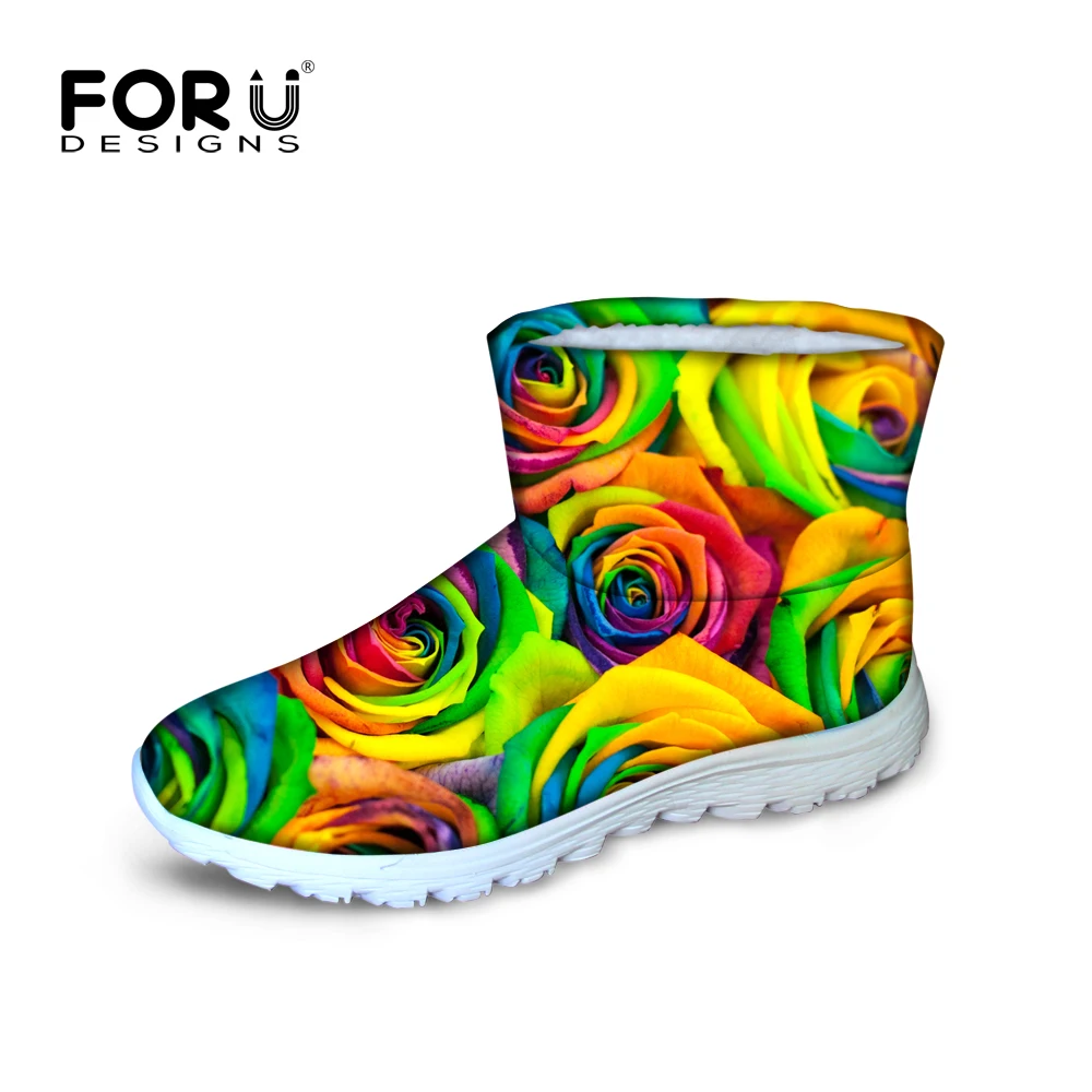 

Brand Flower Pattern Snow Boots For Women Waterproof Non-Slip Short Ankle Boots Female Winter Shoes Teenager Girls Warm Boots