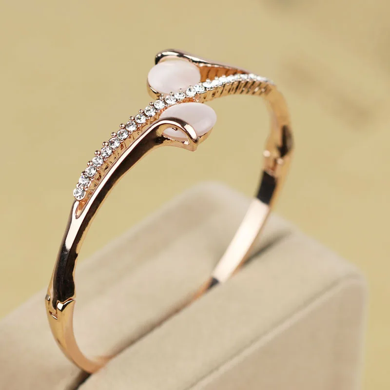 Trendy White Opal Bracelet Clear Crystal Ol Simple Rose Trendy White Opal Bracelet Clear Crystal Ol Simple Rose Gold Link Chain Pulsera Pulseira Free Shipping In Cuff Bracelets From