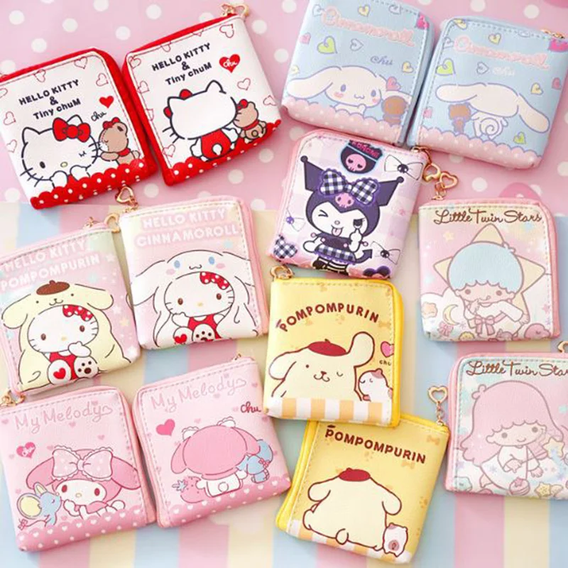 

1 Pc Cute Melody Little Twin Stars Pudding Cinnamoroll Hello Kitty Stitch Anpanman Wallet Coin Bag Handbag Pouch Figure Toy