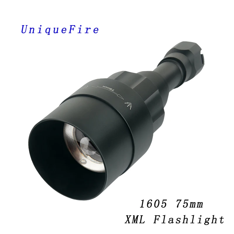 

UniqueFire 1605 75mm XML 5 Modes LED Flashlight White Light 1200 Lumens Torch Zoomable Rechargeable Adjustable Lanterna