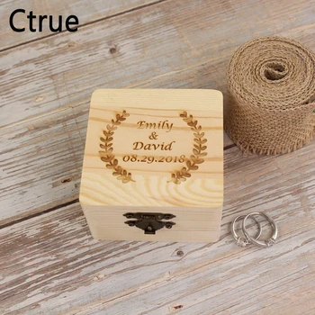 

Rustic Ring Bearer Box With Lock Flora DIY love heart Personalize Customized Wedding Save Date Name Gift Wooden ring holder box