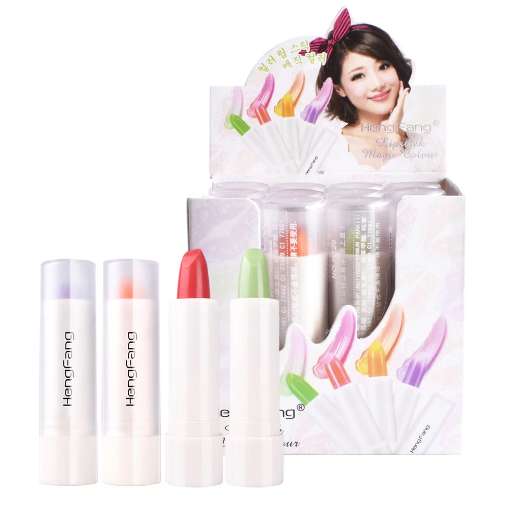 12Pcs/Lot Waterproof Long-Lasting 4 Flavors Lipstick Nutritious Temperature Change Grape Orange Apple 3.2gx12 Lips Makeup |