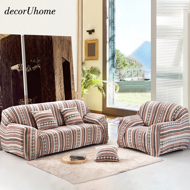 decorUhome Bohemia Red Thick Sofa slipcovers Tight Wrap All inclusive