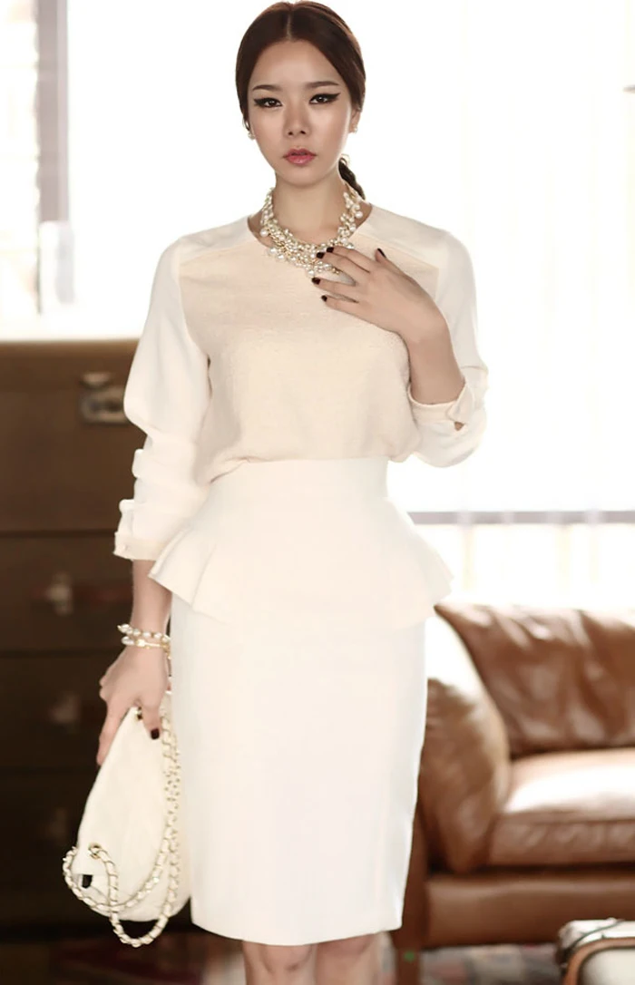Настройка размера плюс 5XL 7XL 8XL Облегающая белая вязаная юбка с высокой талией и баской женские юбки-карандаш винтажная ретро юбка миди Saias
