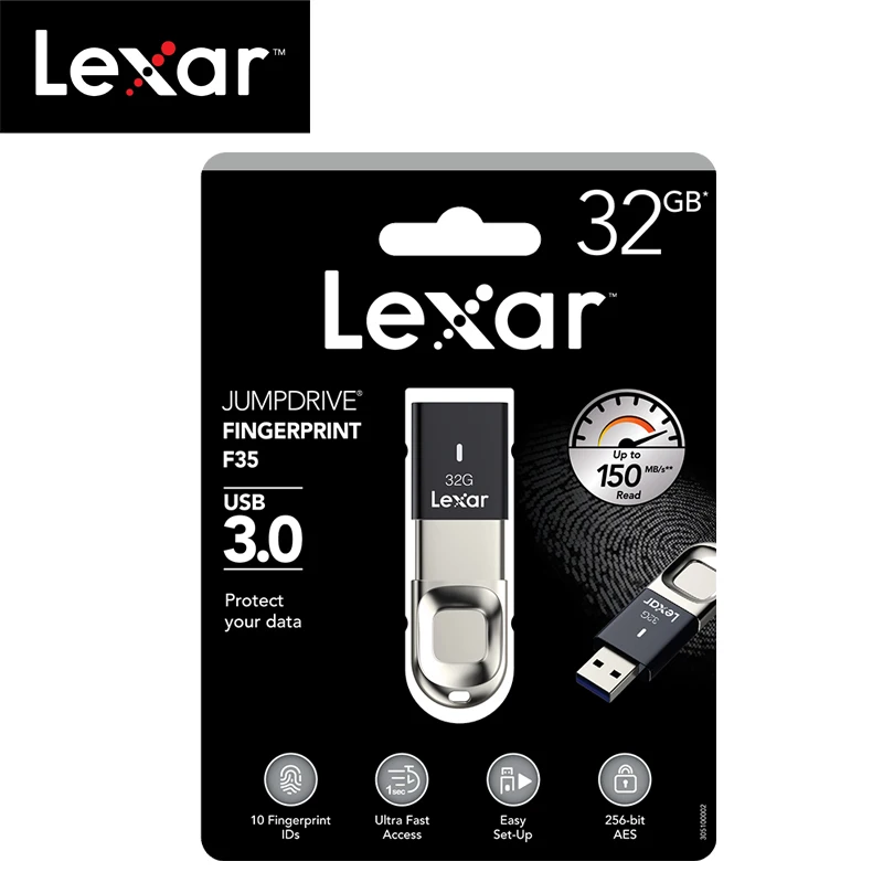 Lexar Распознавание отпечатков пальцев USB 128 Гб 64 ГБ 32 ГБ F35 USB 3,1 флеш-накопитель 150 МБ/с./с высокоскоростная карта памяти