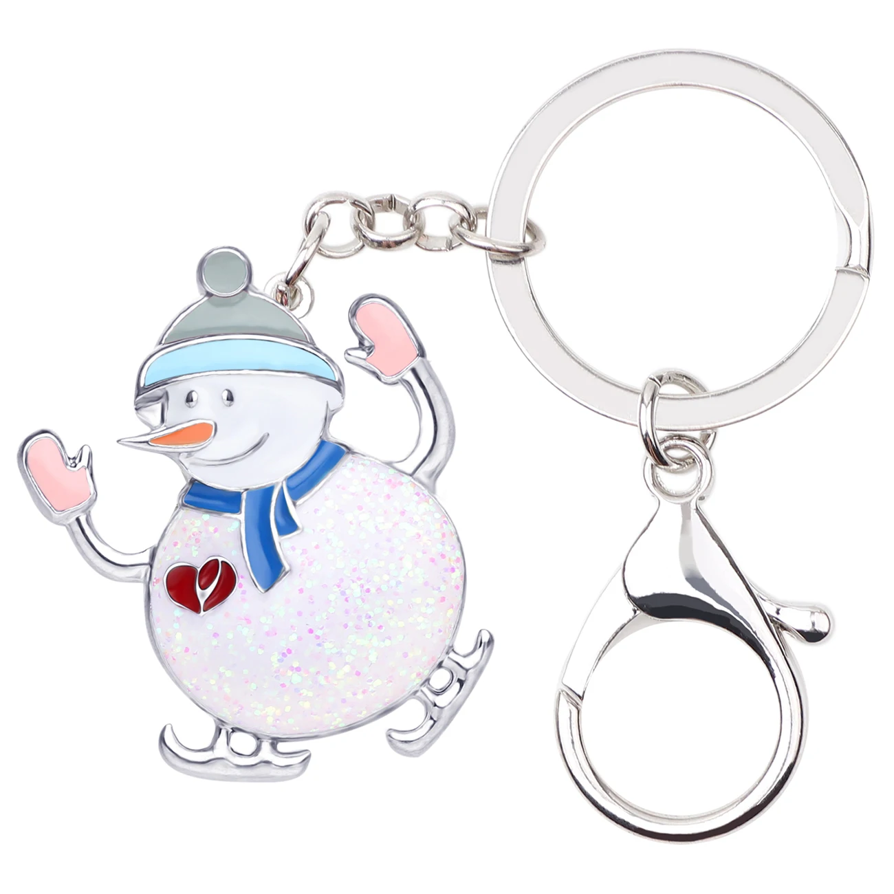 WEVENI المينا سبائك عيد الميلاد التزلج ثلج مفتاح سلسلة المفاتيح حلقة حامل نافيداد هدية مجوهرات للنساء الفتيات حقيبة سحر 2019