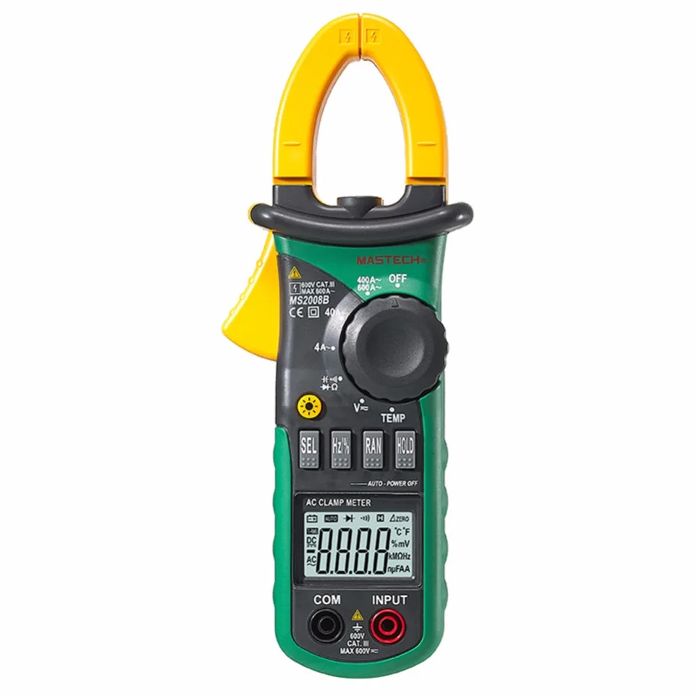 

MASTECH MS2008B Digital Multimeter Amper Clamp Meter Current Clamp Pincers AC Current AC/DC Voltage Capacitor Resistance Tester