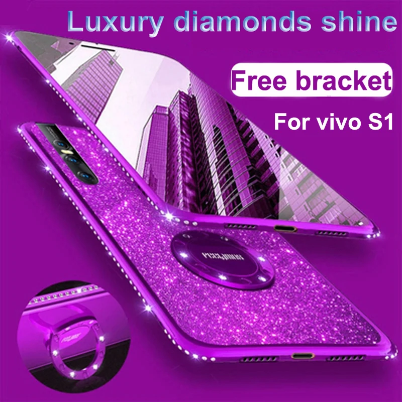

Shining Bling Glitter Diamond Soft Phone Case For vivo S1 cases back cover OPPOS1 phone cover For OPPO S1 S 1 6.5" protect bags