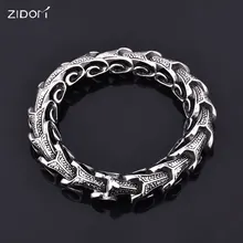 Нержавеющая сталь в стиле панк для мужчин браслет Винтажная с драконом текстурный Рисунок 20 см-22 см длинная цепочка из звеньев Мужские украшения-браслеты подарки
