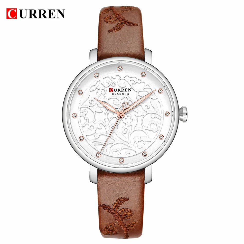 Curren женские часы с металлическим браслетом модные женские часы женские модные часы из нержавеющей стали элегантные женские часы - Цвет: Brown Silver White L