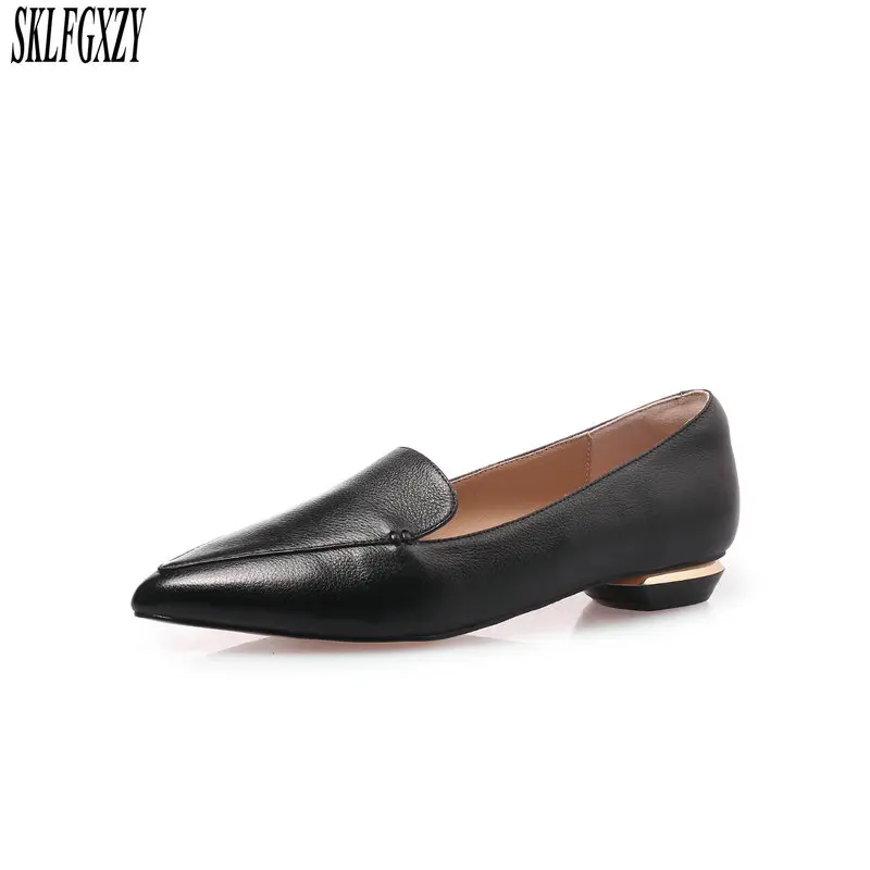 

SKLFGXZY 2019 new fashion leather women's shoes 100% leather sheepskin insoles women shoes heel shoes sizes 34-43