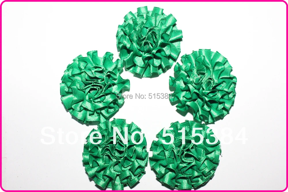 green ribbon flowers wholesale cheap 1.6" green ribbon flowers make fabric ribbon flowers for
