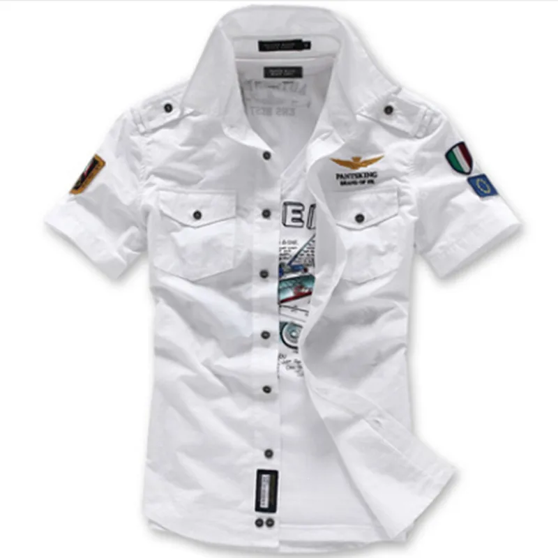 

Fashion Airforce Uniform Military Short Sleeve Shirts Men's Dress Shirt Military Uniform Shirt