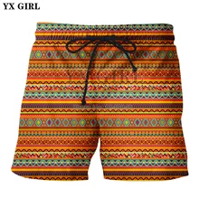 YX девушка Лето Новая мода Ретро стиль шорты ацтекский фон на Tumblr печать 3d повседневные мужские и женские шорты Прямая