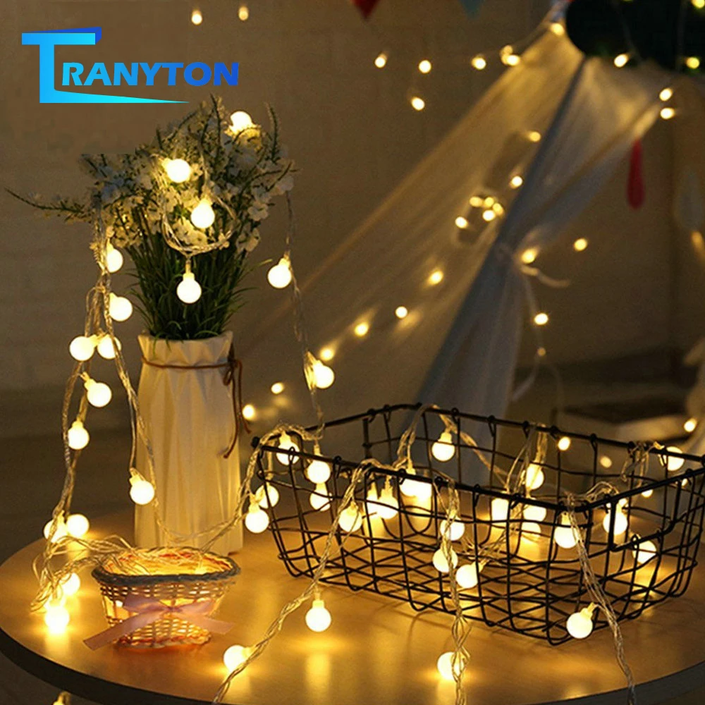 

1M 2M 5M 10M LED Fairy Garland Ball String Lights Warm White USB / Battery Operated for Christmas Tree Wedding Home Decoration