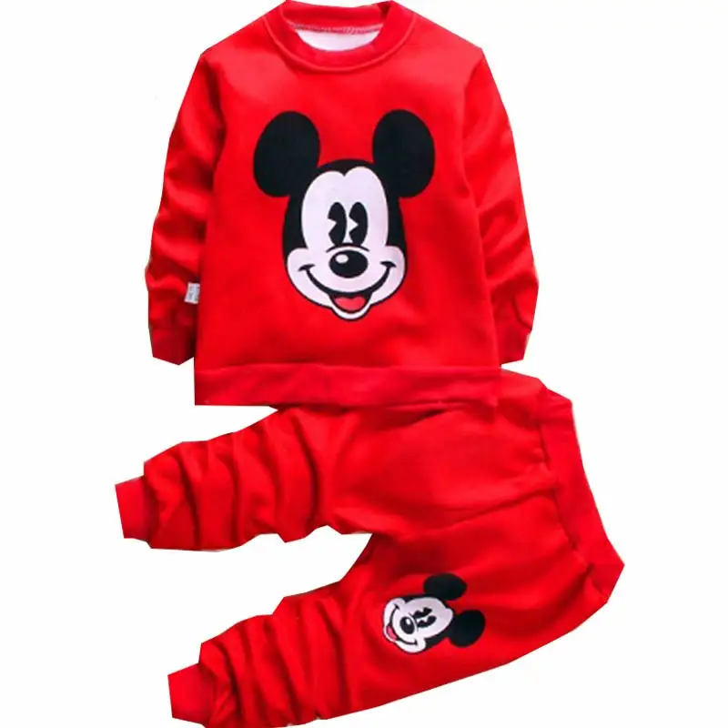 BOTEZAI/детский зимний костюм; свитер с принтом Микки Мауса; повседневный комплект для мальчиков; комплект из 2 предметов для маленьких девочек; детская спортивная одежда; Рождественский комплект - Цвет: as picture