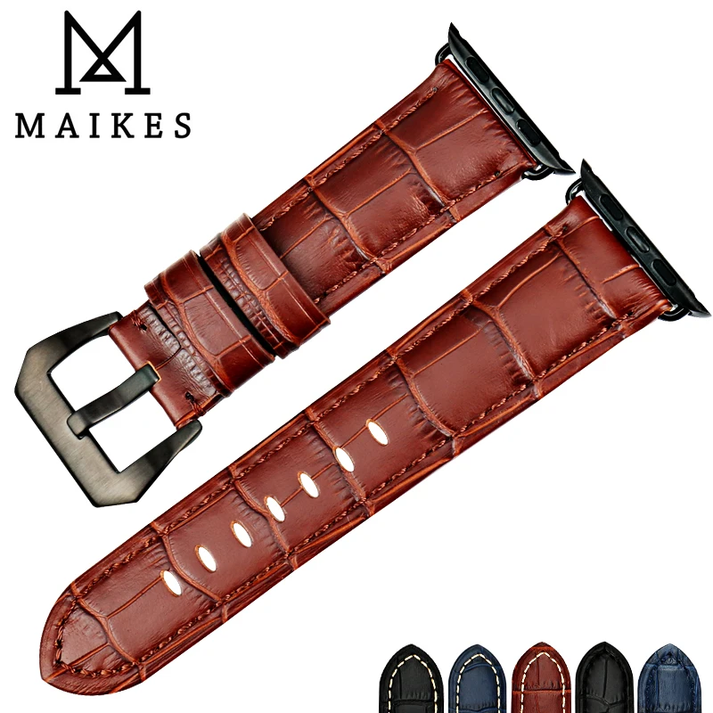 Ремешок для часов MAIKES из натуральной кожи браслет Apple Watch 42 мм 38 44 40 iWatch 1 2 3 4