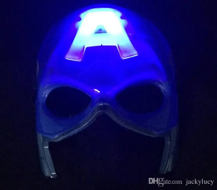  Superhero LED Flash Party Mask Hulk Ironman Spiderman TMNT Captain Americ COS Heros Avengers Cartoon Film for Kids Men Women Xmas Gift