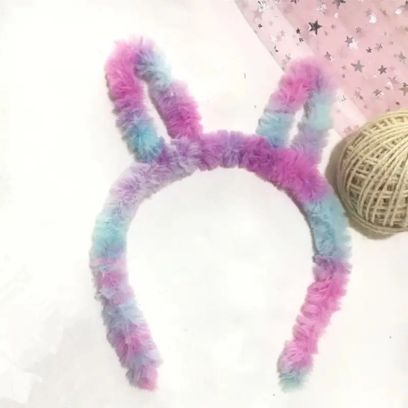 

Child Baby Girl Gradient Colored Fluffy Plush Headband Cute Pointed Cat Ears Princess Birthday Party Hair Hoop Dancing Headpiece