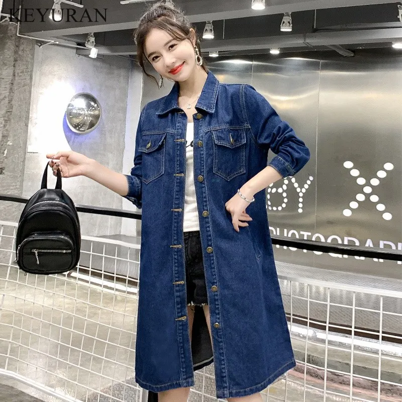 

2019 Spring Autumn Women Denim Jacket Long Sleeve Length Denim Coat For Women Jeans Jacket Plus Size Outwear Large size 5XL 2856