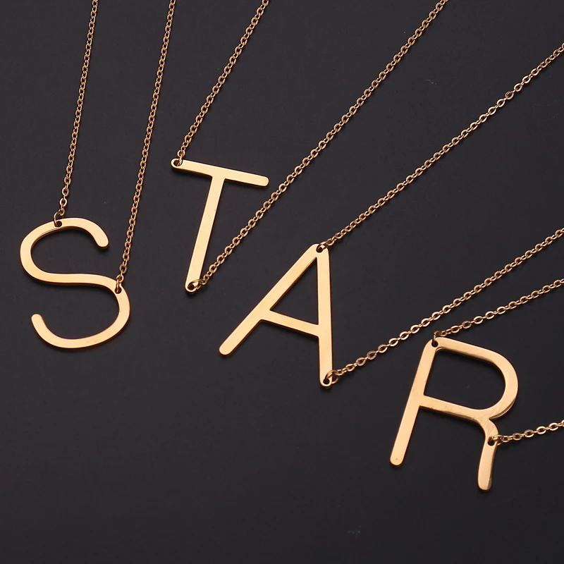Fashion Alphabet Initial Necklace Gold Jewelry Alphabet Abbreviation