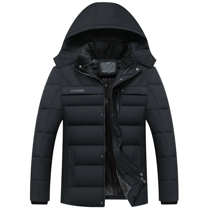 Новая зимняя мужская куртка с капюшоном, зимнее пальто для мужчин, Толстая Теплая мужская зимняя куртка, верхняя одежда, Jaqueta Masculina - Цвет: black